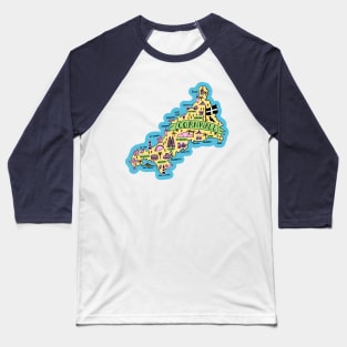 Cornwall Map Baseball T-Shirt